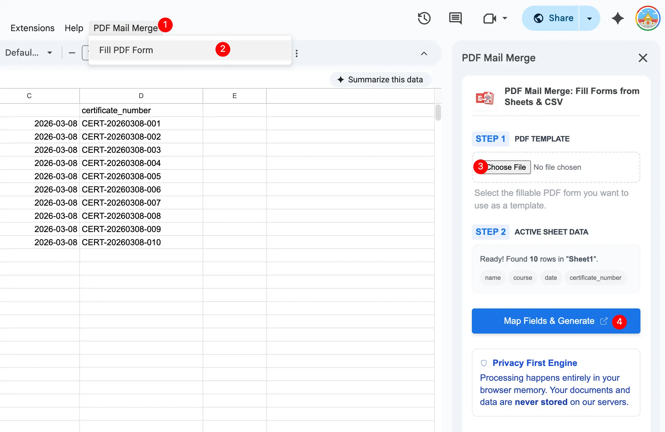 how to install pdf mail merge addon from google workspace