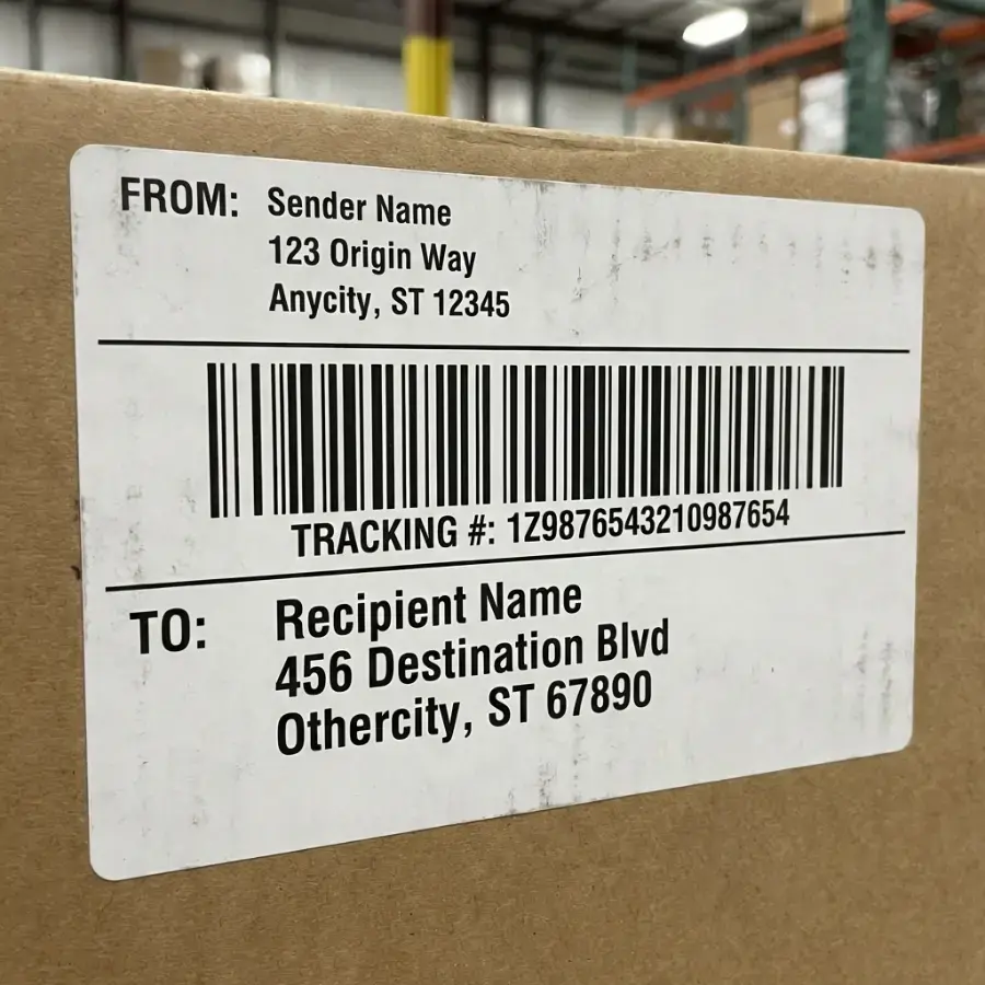 Example shipping label design